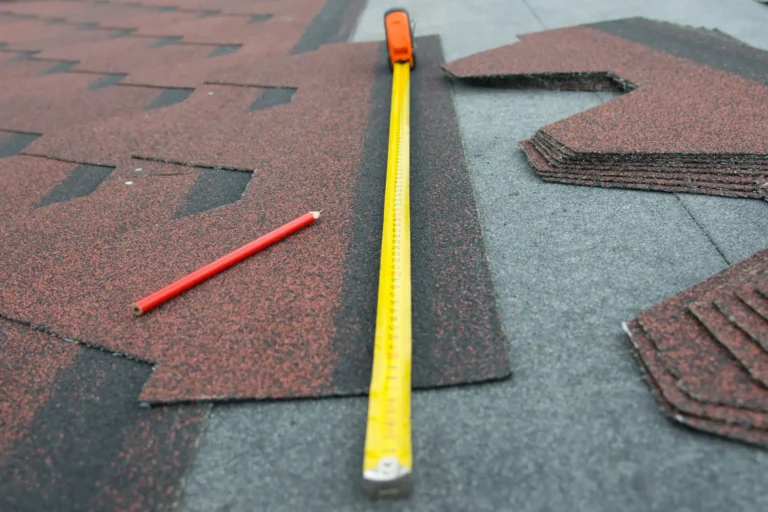 close-up of a meter for measuring a soft roof for making a house roof