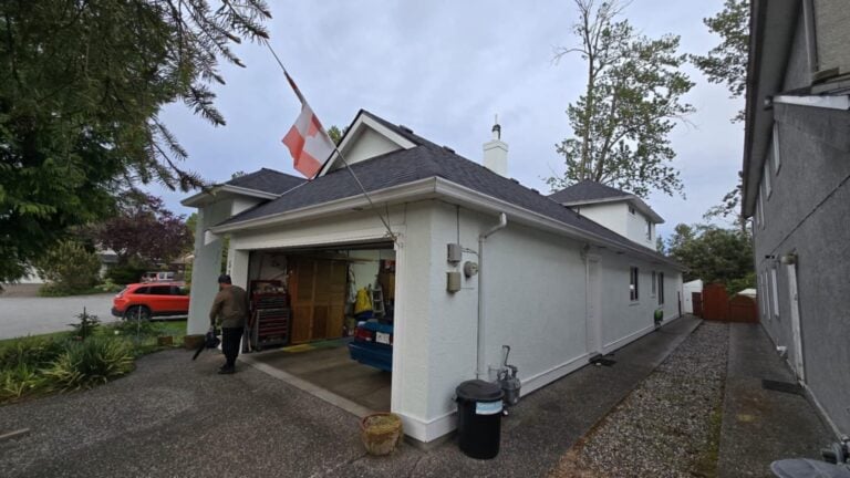 House garage with white fascia