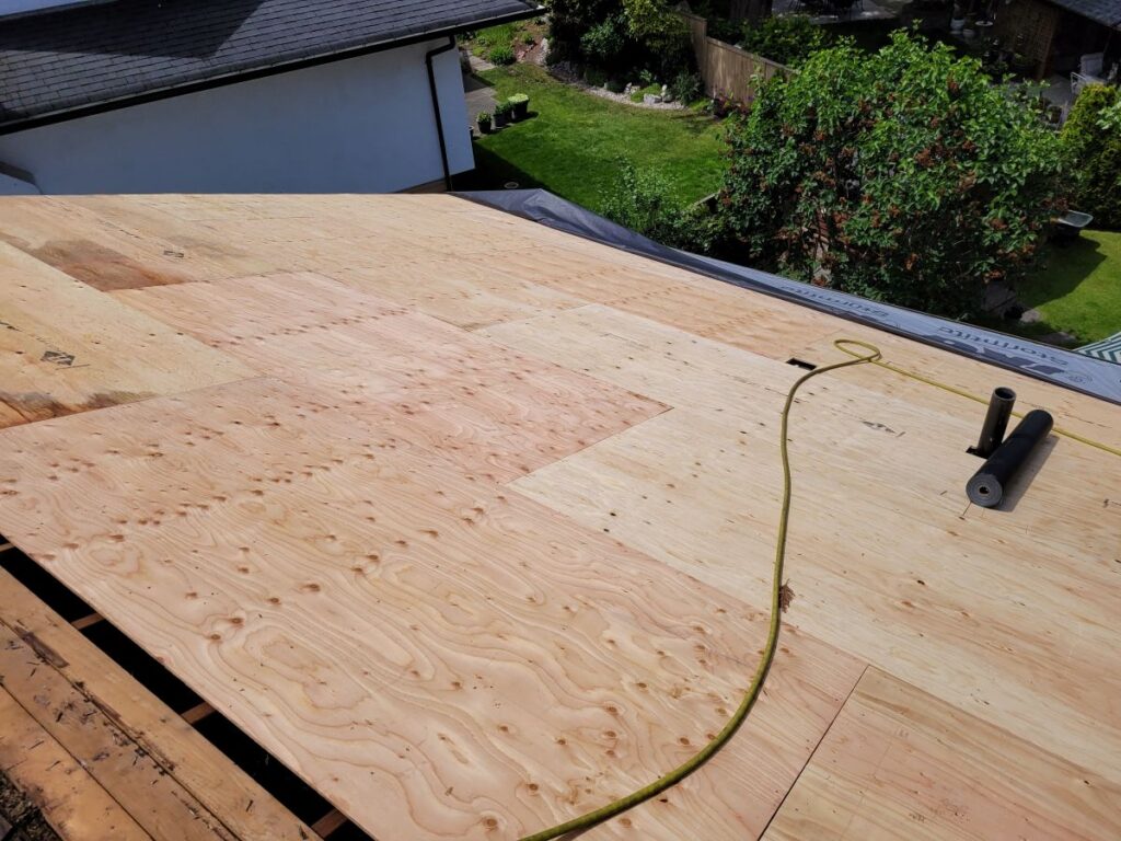 Roof being installed