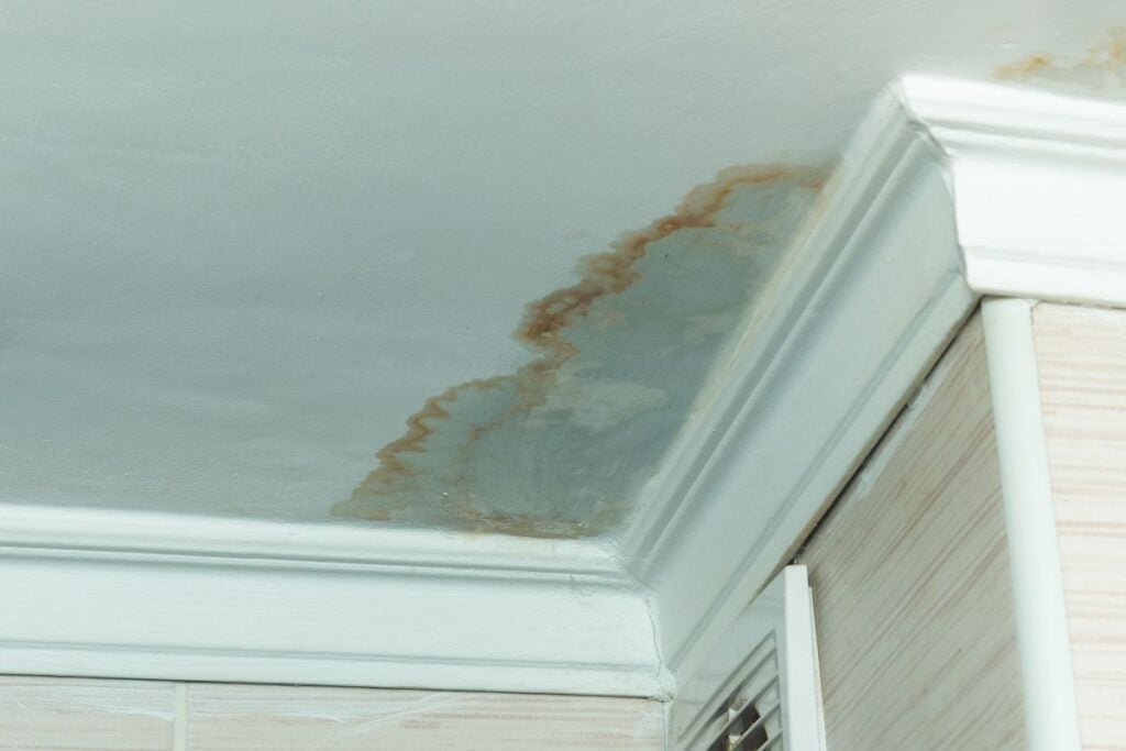 a big stain on the ceiling after a water leak