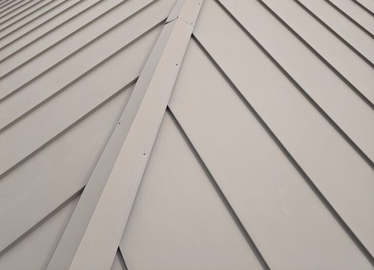 beige standing seam metal roof
