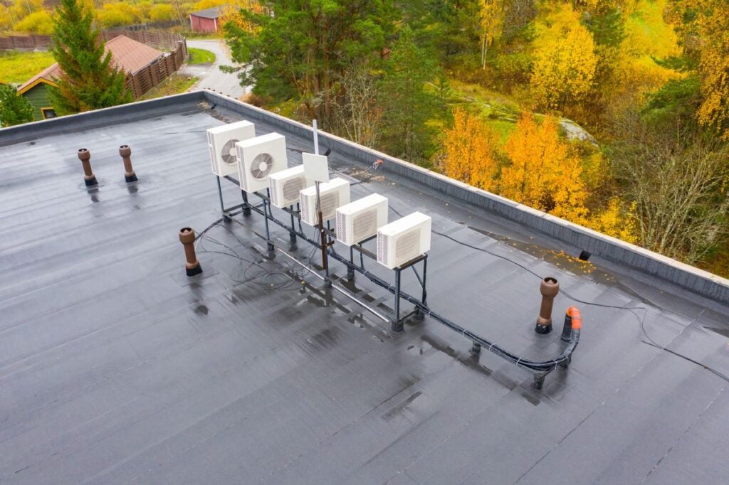 epdm rubber roofing wet   roof HVAC