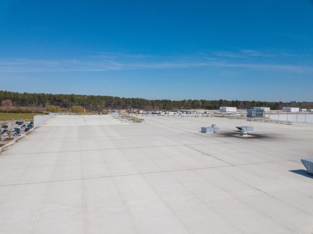 large white built up commercial roof