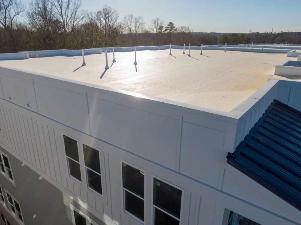 close-up on commercial flat roof